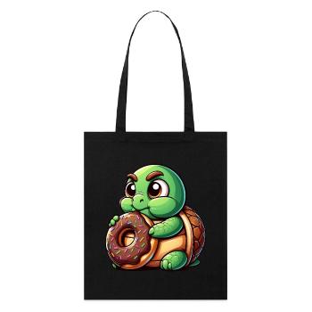 Tortue mignonne beignet dessin animé bite drôle - Tote bag bio Stanley/Stella - noir - Devant