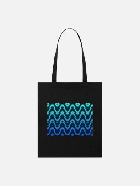 Waves Wellen Design - Stanley/Stella Bio-Stoffbeutel - Schwarz