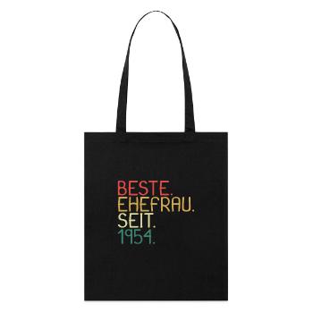 Beste Ehefrau Seit 1954 - Jahrestag Geschenk - Stanley/Stella Bio-Stoffbeutel - Schwarz - Vorne