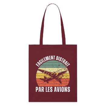 Facilement Distrait Par Les Avions Cadeau Vintage - Tote bag bio Stanley/Stella - bordeaux - Devant