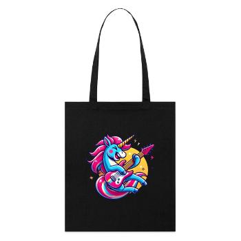 Rockiges Einhorn Gitarrendesign - Stanley/Stella Bio-Stoffbeutel - Schwarz - Vorne