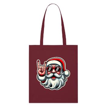 Rock On Santa Lustiges Weihnachtsdesign - Stanley/Stella Bio-Stoffbeutel - Burgunderrot - Vorne