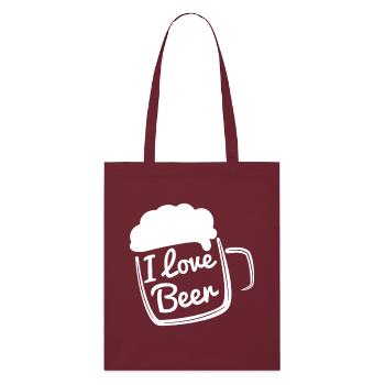I Love Beer - Stanley/Stella Organic Tote Bag - burgundy - Front