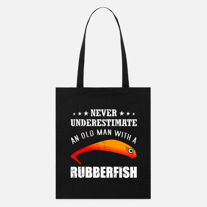 Alter Angler mit Gummifisch - Stanley/Stella Bio-Stoffbeutel - Schwarz