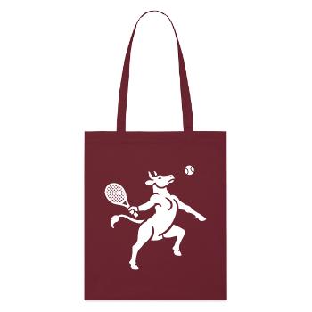 Kuh Tennis Tennisball Balancieren Horn Silhouette - Stanley/Stella Bio-Stoffbeutel - Burgunderrot - Vorne
