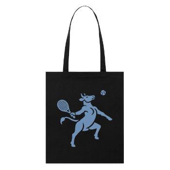 Kuh Tennis Tennisball Balancieren Horn Silhouette - Stanley/Stella Bio-Stoffbeutel - Schwarz - Vorne