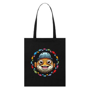 Poisson-globe cool avec casquette de baseball - Tote bag bio Stanley/Stella - noir - Devant