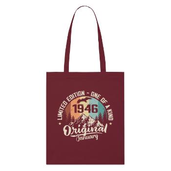 Januar 1946 Original 79 Jahre altes Geburtstagsgeschenk - Stanley/Stella Bio-Stoffbeutel - Burgunderrot - Vorne
