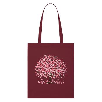 Arbre et pétales de fleurs de cerisier - Tote bag bio Stanley/Stella - bordeaux - Devant
