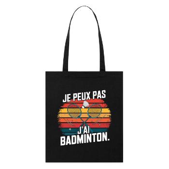 Badminton Style Vintage - Je peux pas, j'ai bad - Tote bag bio Stanley/Stella - noir - Devant