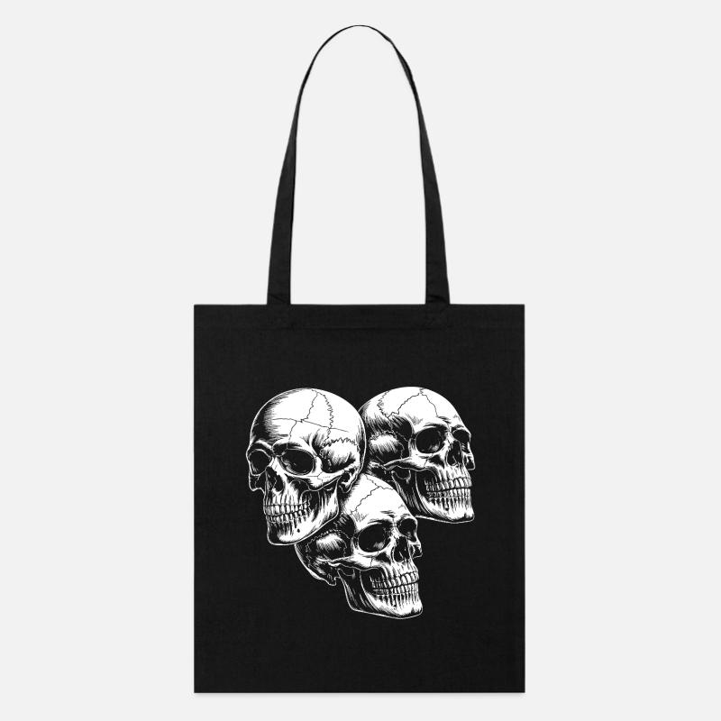 Silhouette de crâne à trois - Tote bag bio Stanley/Stella - noir