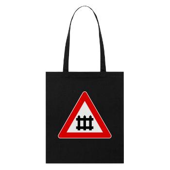 Warning train gate sign - Stanley/Stella Organic Tote Bag - black - Front