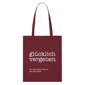 Glücklich vergeben! - Stanley/Stella Bio-Stoffbeutel - Burgunderrot - Vorne