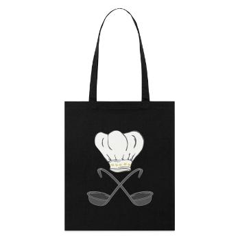 Toque de chef avec louches à soupe, cuisson - Tote bag bio Stanley/Stella - noir - Devant