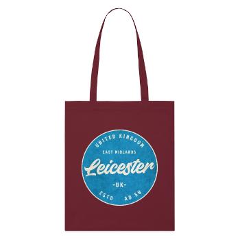 Leicester UK Vintage Circle Logo - Stanley/Stella Organic Tote Bag - burgundy - Front
