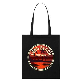 Long Beach California Sunset Badge - Stanley/Stella Organic Tote Bag - black - Front