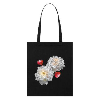 Pfingstrosen, Blumenmotive, gartenliebhaber - Stanley/Stella Bio-Stoffbeutel - Schwarz - Vorne