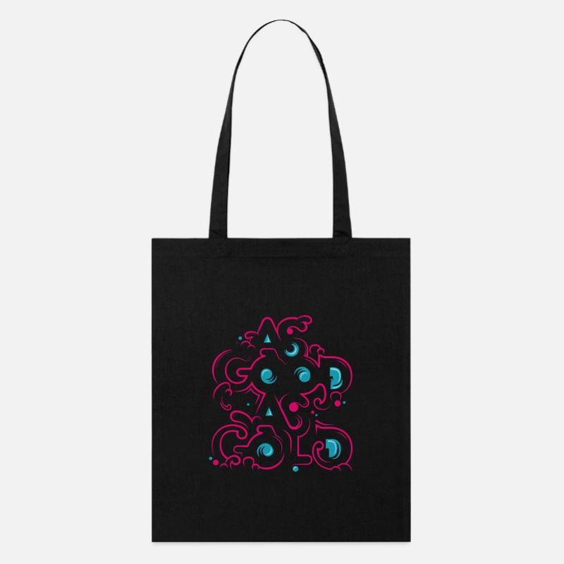 Neon Blumen Ornament - Stanley/Stella Bio-Stoffbeutel - Schwarz