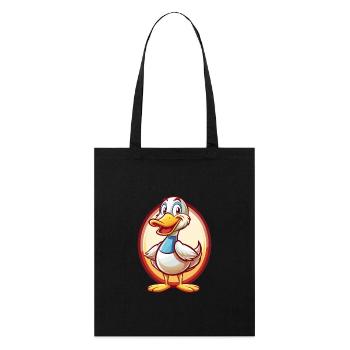 canard mignon drôle kawaii dessin animé clipart animal de compagnie - Tote bag bio Stanley/Stella - noir - Devant