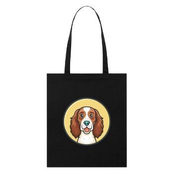 Irische Rot Und Weiß Setter Hund Rasse Lustige Karikatur - Stanley/Stella Bio-Stoffbeutel - Schwarz - Vorne
