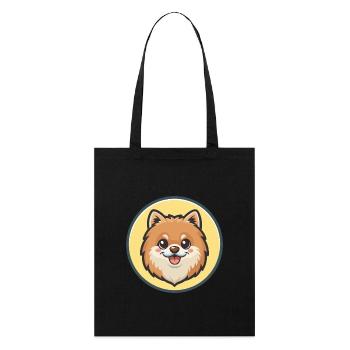 Poméranien Spitz Chien Race Dessin Animé Kawaii Clipart - Tote bag bio Stanley/Stella - noir - Devant