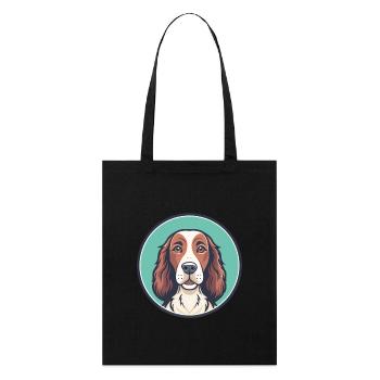 Irische Rot Und Weiß Setter Hund Rasse Lustige Karikatur - Stanley/Stella Bio-Stoffbeutel - Schwarz - Vorne
