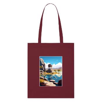 Hampi Inde Affiche de voyage Souvenir Carte Postale Peinture - Tote bag bio Stanley/Stella - bordeaux - Devant