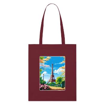 Paris France Affiche de voyage Souvenir Carte Postale Peinture - Tote bag bio Stanley/Stella - bordeaux - Devant