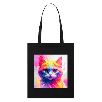 Vibrant Rainbow Cat Artwork - Stanley/Stella Organic Tote Bag - black - Front