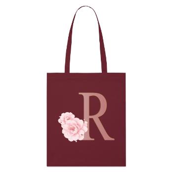 Lettre R avec des fleurs - Tote bag bio Stanley/Stella - bordeaux - Devant