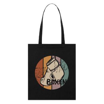 Boxen Retro Design – Vintage Boxhandschuhe - Stanley/Stella Bio-Stoffbeutel - Schwarz - Vorne