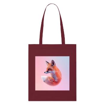 Pastell geometrischer Neon-Fuchs - Stanley/Stella Bio-Stoffbeutel - Burgunderrot - Vorne