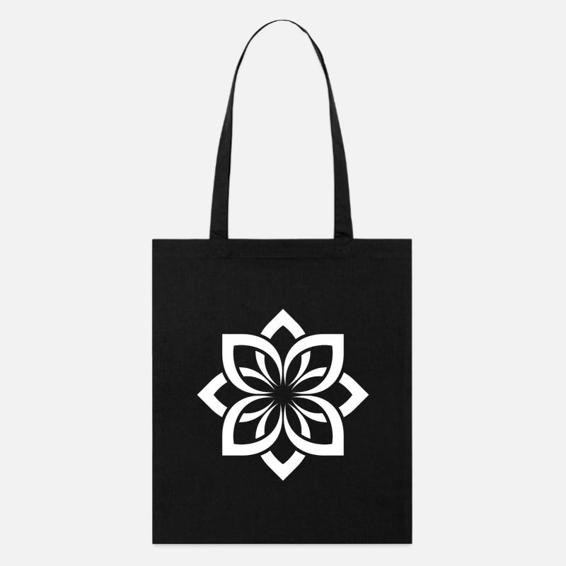 Weißes Blüten Mandala Chogan - Stanley/Stella Bio-Stoffbeutel - Schwarz
