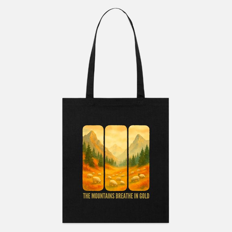 Des montagnes respirant de l’or - Tote bag bio Stanley/Stella - noir