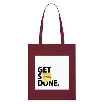 Get Stuff Done Monday Lustiges Büro Poster - Stanley/Stella Bio-Stoffbeutel - Burgunderrot - Vorne