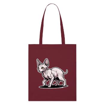 Sphynx Katze Haarloses Spazieren-Porträtdesign - Stanley/Stella Bio-Stoffbeutel - Burgunderrot - Vorne