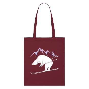 Snowboard Bear - Stanley/Stella Bio-Stoffbeutel - Burgunderrot - Vorne