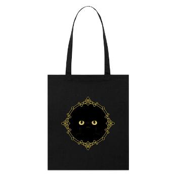 Black Cat Badge - Pixel Art - Stanley/Stella Organic Tote Bag - black - Front