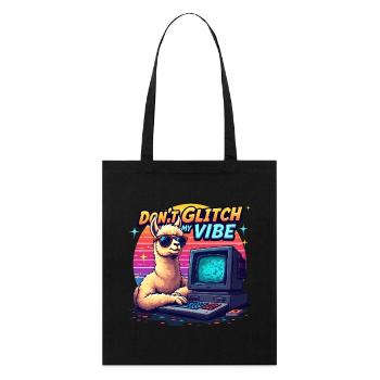 Don't Glitch my Vibe - Retro Gaming Alpaka - Stanley/Stella Bio-Stoffbeutel - Schwarz - Vorne