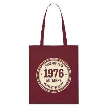 Vintage 1976 – 50 Years Perfectly Matured Retro - Stanley/Stella Organic Tote Bag - burgundy - Front