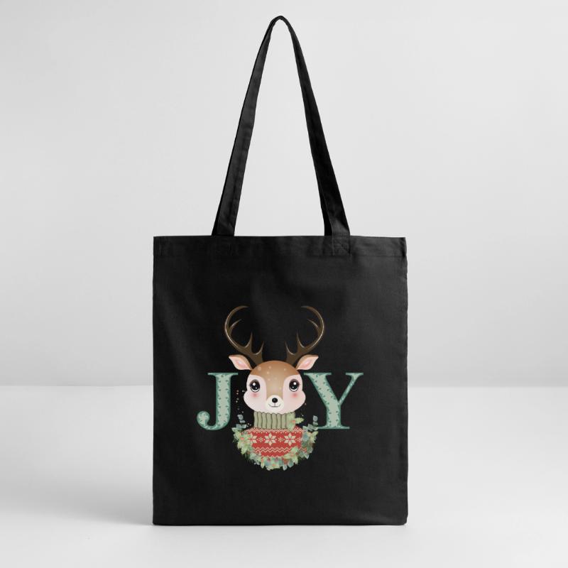 niedlicher Hirsch mit Pullover und Weihnachtskranz Stanley/Stella Bio-Stoffbeutel