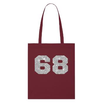 Nummer 68 Silberglitter - 68. Jahrestag - Stanley/Stella Bio-Stoffbeutel - Burgunderrot - Vorne