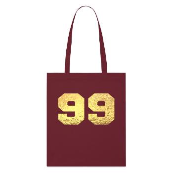 Numéro 99 paillettes doré - 99e anniversaire - Tote bag bio Stanley/Stella - bordeaux - Devant
