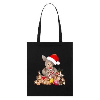 kangourou doux pour Noël avec chapeau de Noël - Tote bag bio Stanley/Stella - noir - Devant