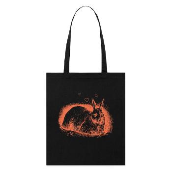 Lapin rétro avec coeurs lapin de Pâques - Tote bag bio Stanley/Stella - noir - Devant