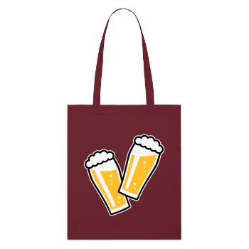 2 Biergläser Stoßen An (Bier / Willibecher / 3C) - Stanley/Stella Bio-Stoffbeutel - Burgunderrot - Vorne