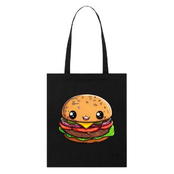 Lustiger Burger Comic - Stanley/Stella Bio-Stoffbeutel - Schwarz - Vorne