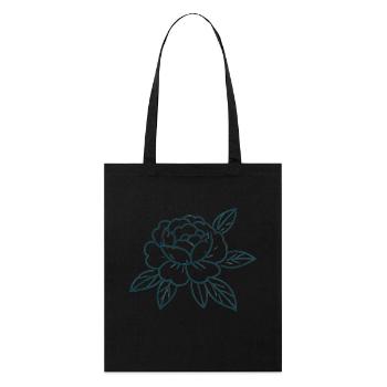 Minimalistische Pfingstrose Linie Kunst Blume - Stanley/Stella Bio-Stoffbeutel - Schwarz - Vorne