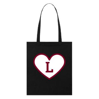Lettre l cœur sport tendance bordeaux -idée cadeau - Tote bag bio Stanley/Stella - noir - Devant