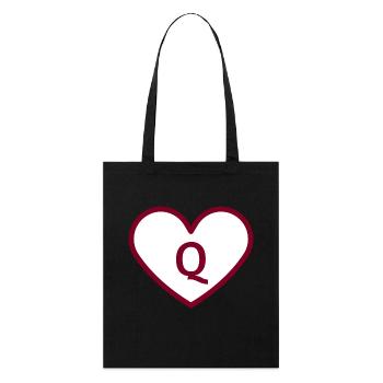 Lettre q cœur sport tendance bordeaux -idée cadeau - Tote bag bio Stanley/Stella - noir - Devant